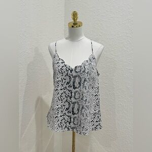 J. Crew Black and White Snake-Print Scalloped Cami